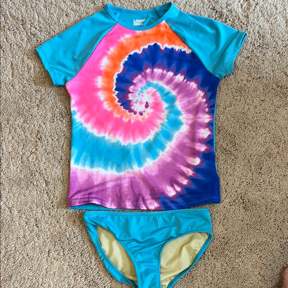 Lands' End 2 piece set including Tie-dye Rash Guard